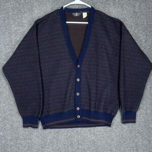 The Italian Sweater Co Cardigan Mens XL Geometric Wool Blend Made in Italy